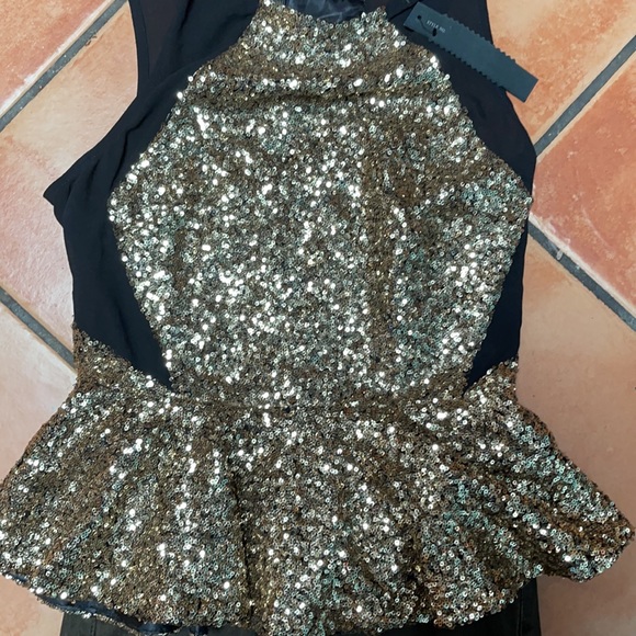 NWT Do&Be Small Gold Sequin Top/Jeans - Picture 4 of 11